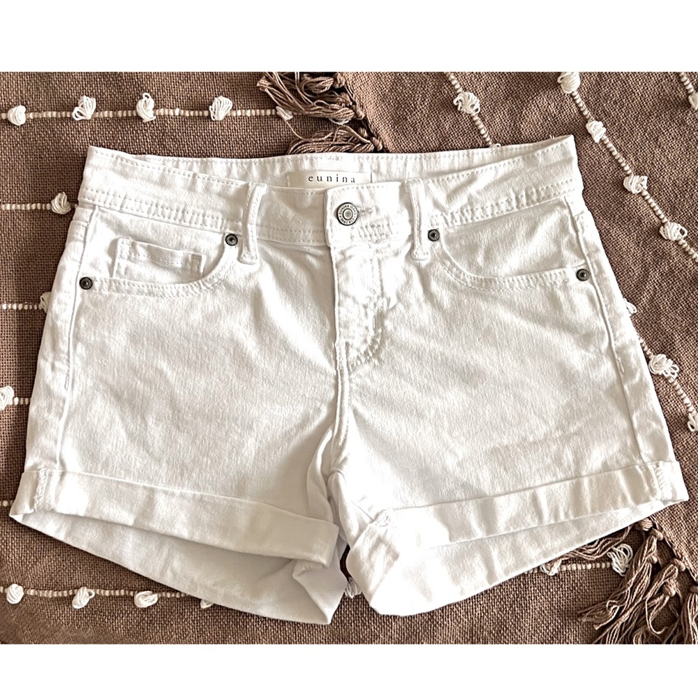 eunina Mina Low Rise, Cuffed Shortie Denim Shorts